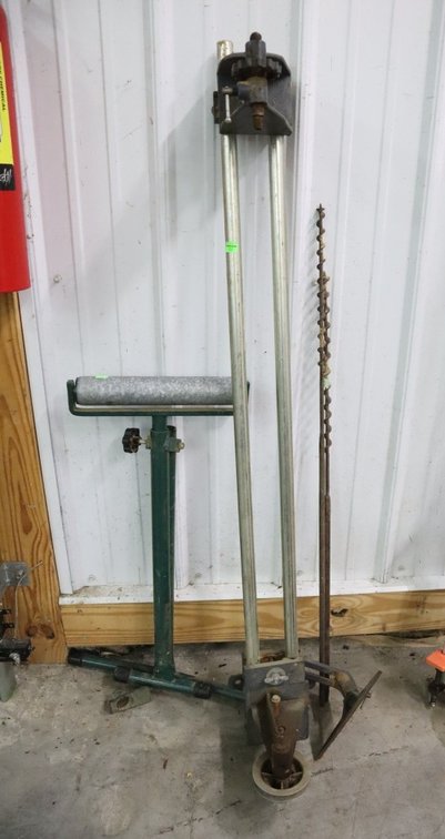 Roller Stand, Belt Drive Lathe, 2 Long Auger Bits