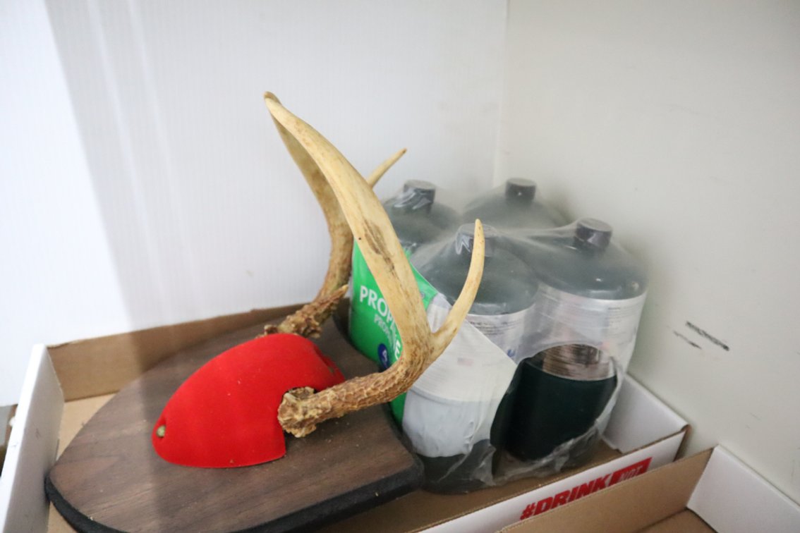4 New Propane Canisters, Whitetail Antlers Plaque