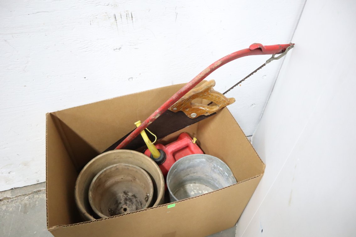 Planters, 1 Gallon Gas Jug, Hand Saws