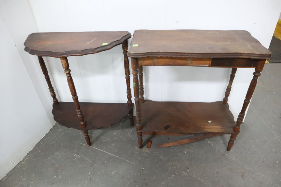 Pair of Wooden Stands, 1 Is In Poor Condition
