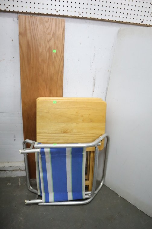 Folding Tray Tables, Beach Chair and Shelf Board