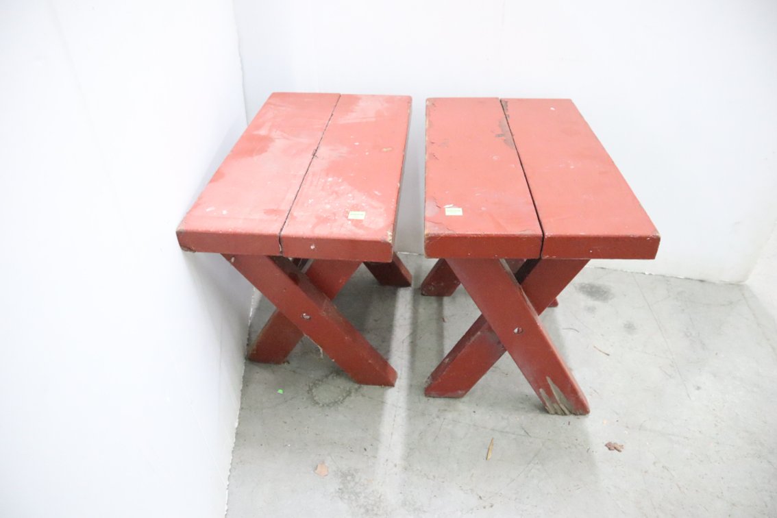 Pair of Small Wooden Benches
