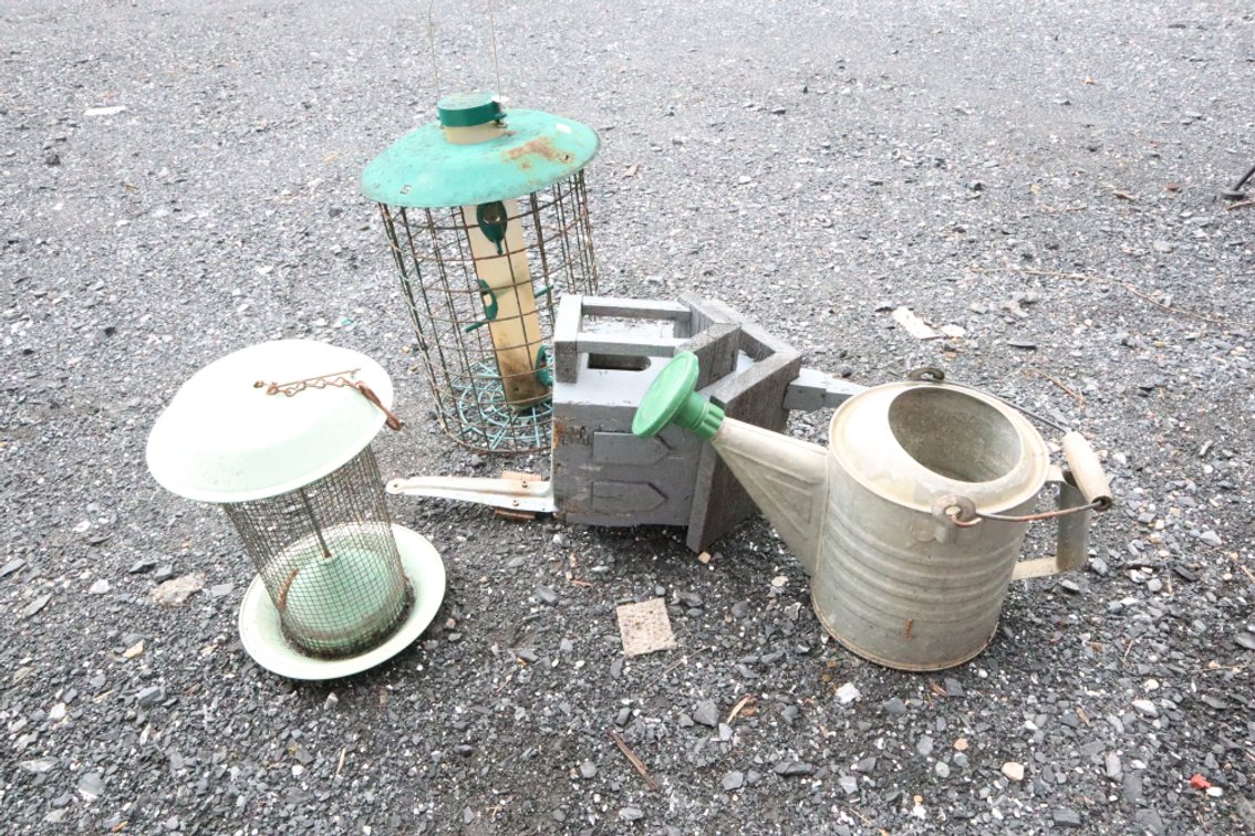Group of Bird Feeders and Birdhouse