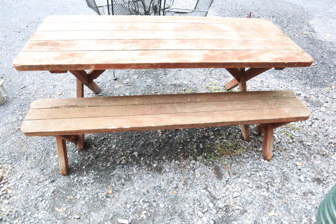 Wooden Picnic Table With 1 Bench