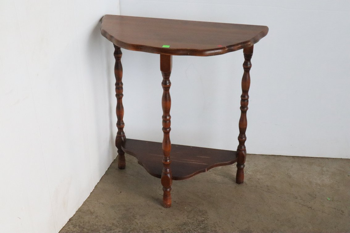 Wooden Half Moon Side Table