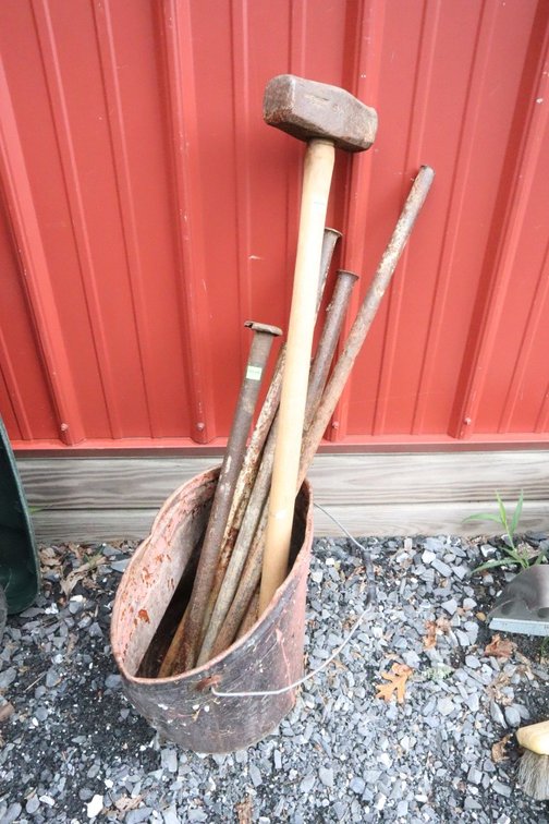 Steel Tie Down Stakes and A Sledgehammer
