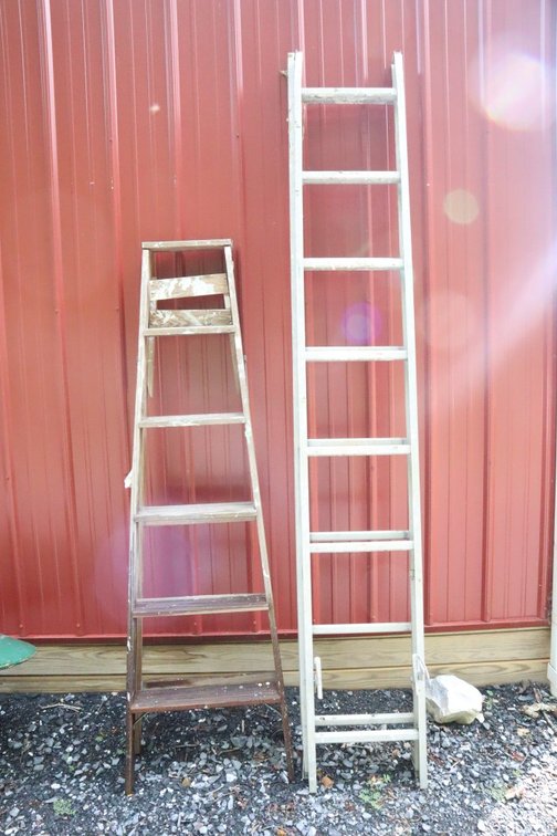 16 Ft Extension Ladder and 6 Ft Wooden Step Ladder