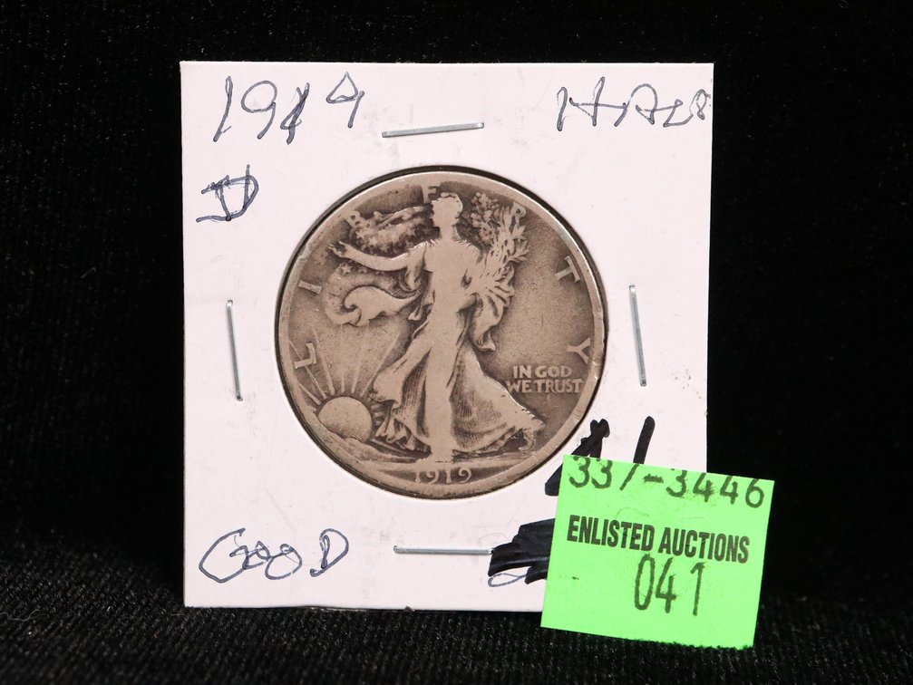 1919 D Walking Liberty Half Dollar. Good. Better Date