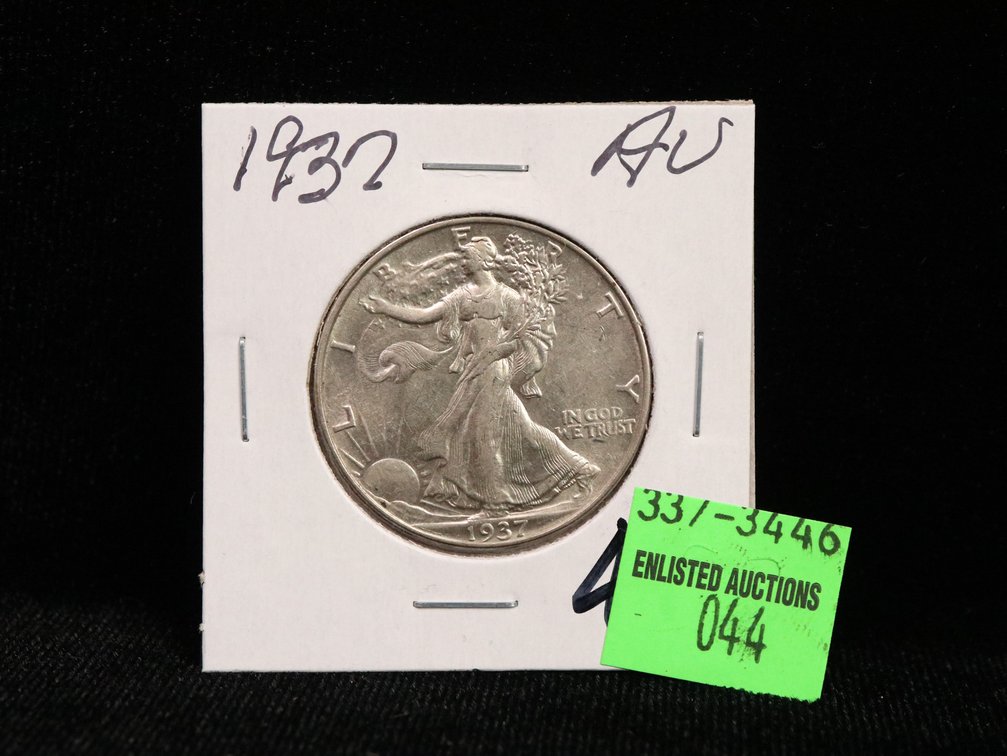 1937 Walking Liberty Half Dollar. AU