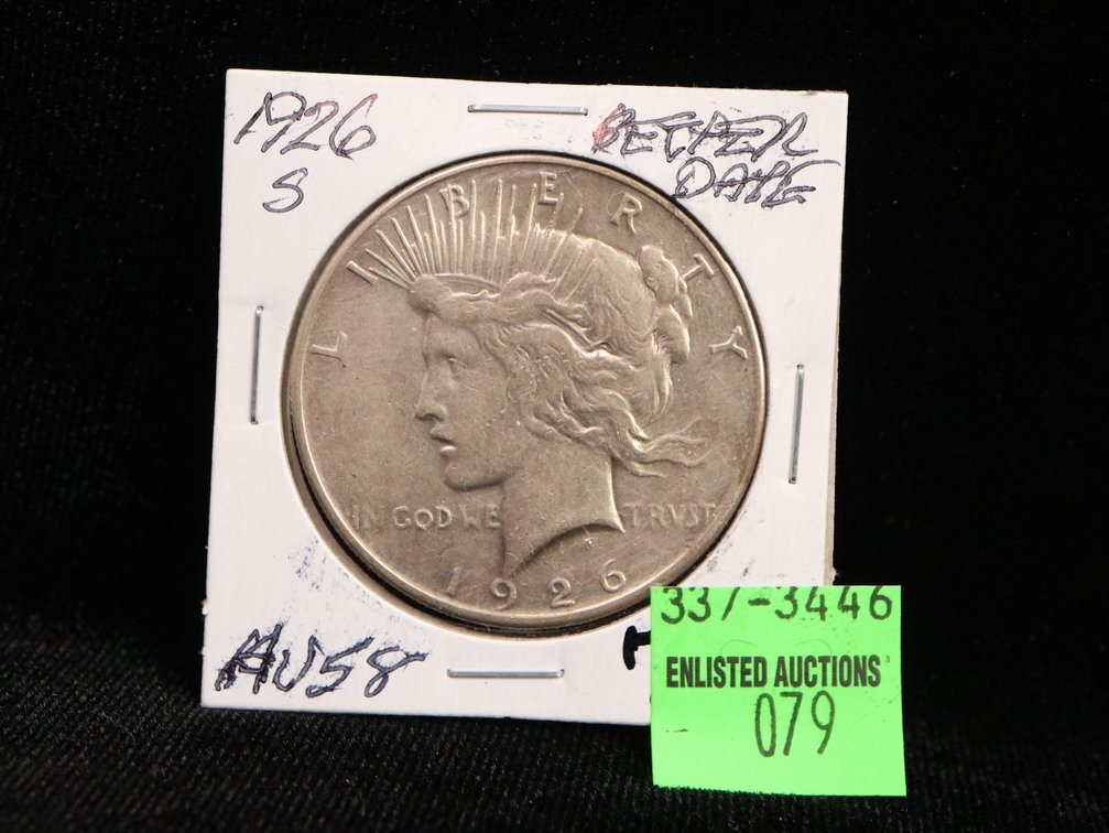 1926 S Peace Dollar. AUS8. Better Date