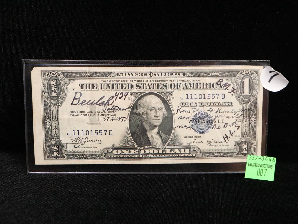  1935 One Dollar Short Snorter Silver Certificate