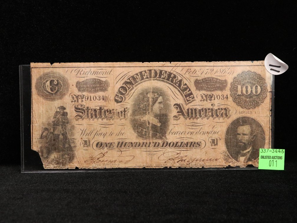 1864 Original One Hundred Confederate Note