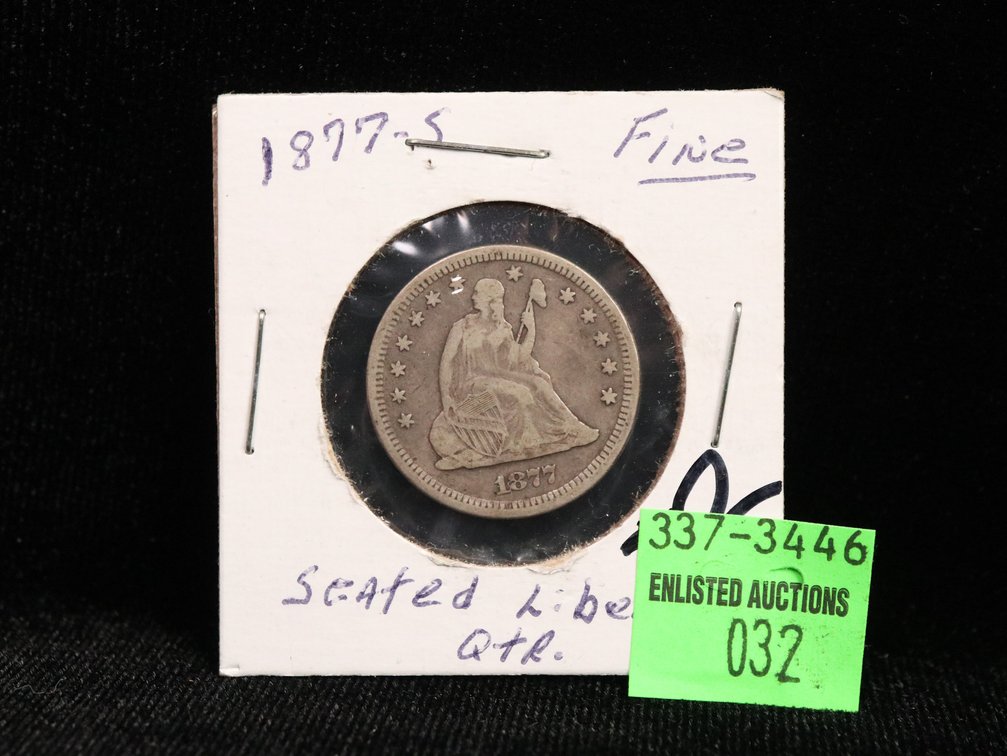 1877 S Seated Liberty Quarter F-VF