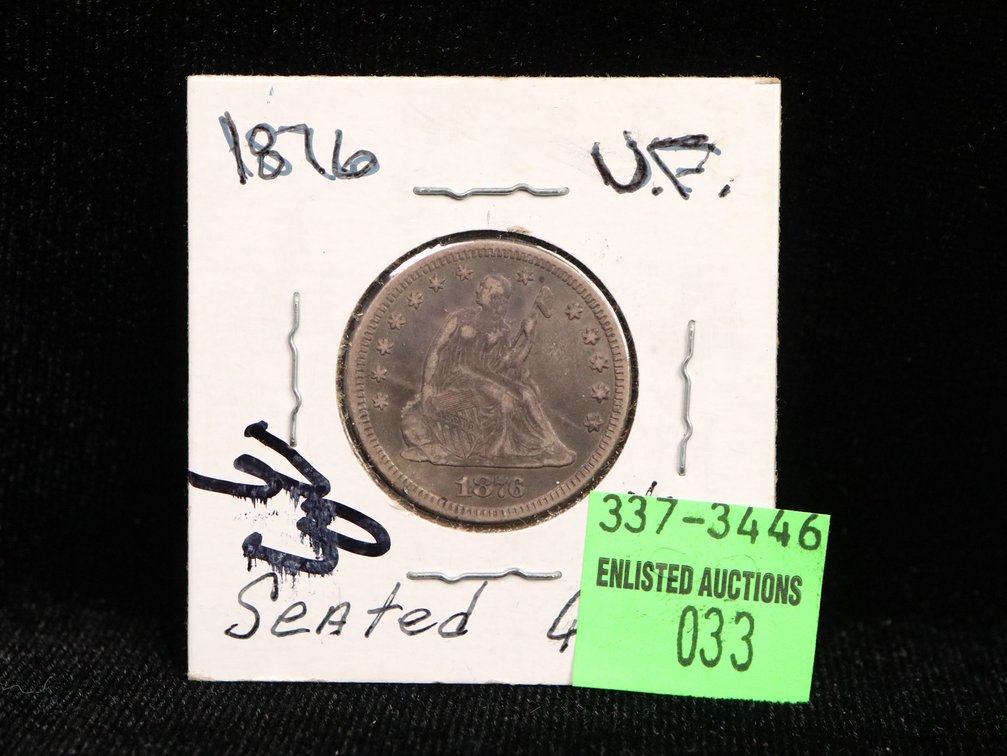 1876 Seated Liberty Quarter VF