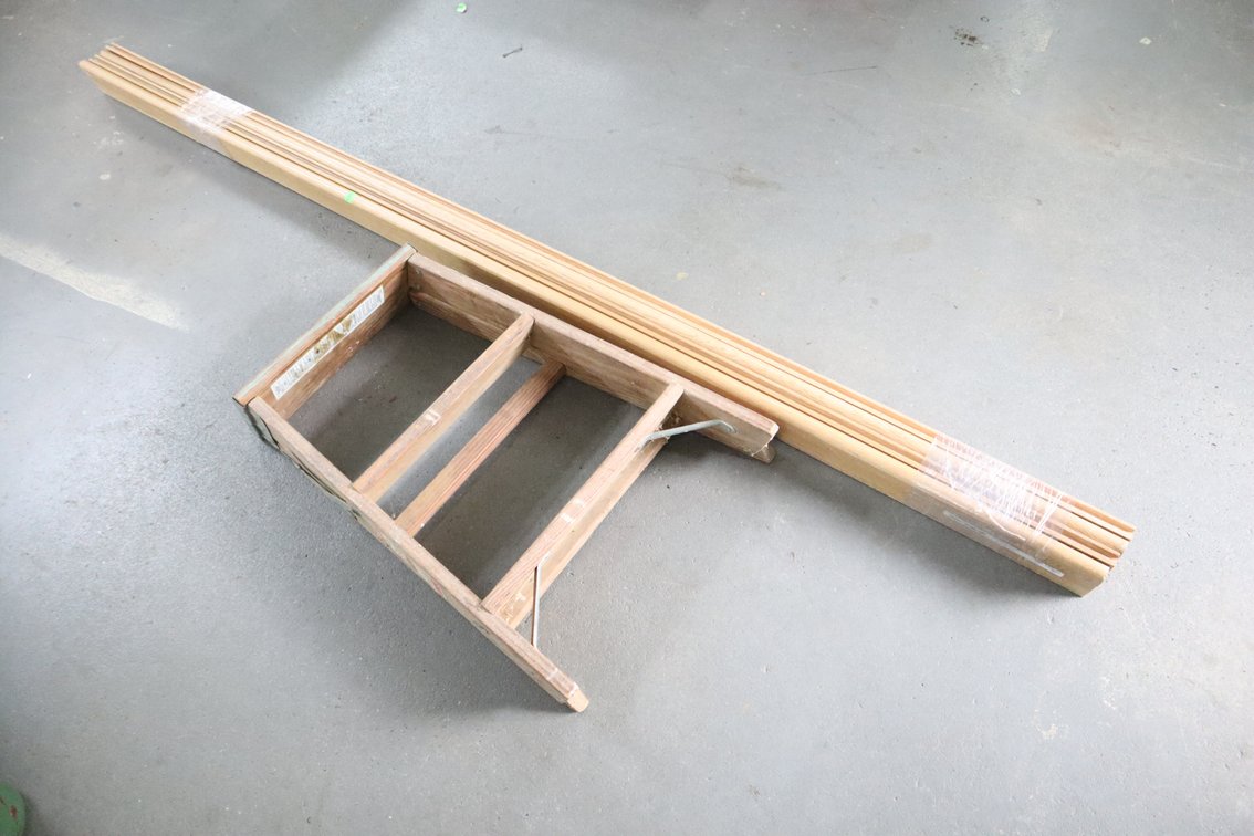 2 Ft Step Ladder and Hickory Stair Nose Boards