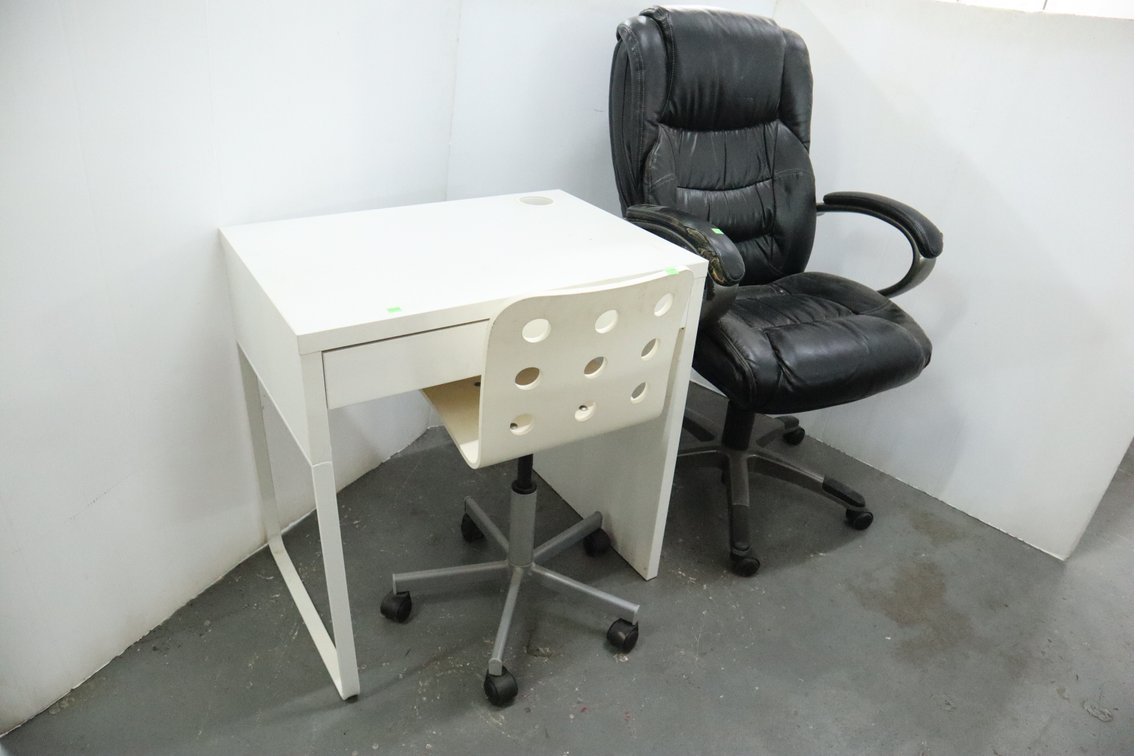 Pressboard Desk and Two Chairs