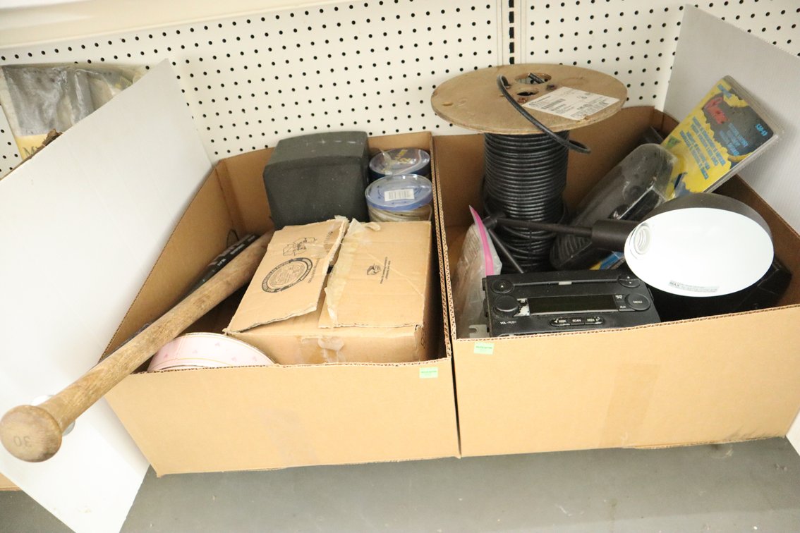 Lights, Bats, Car Radio, Spool of Tv Cable
