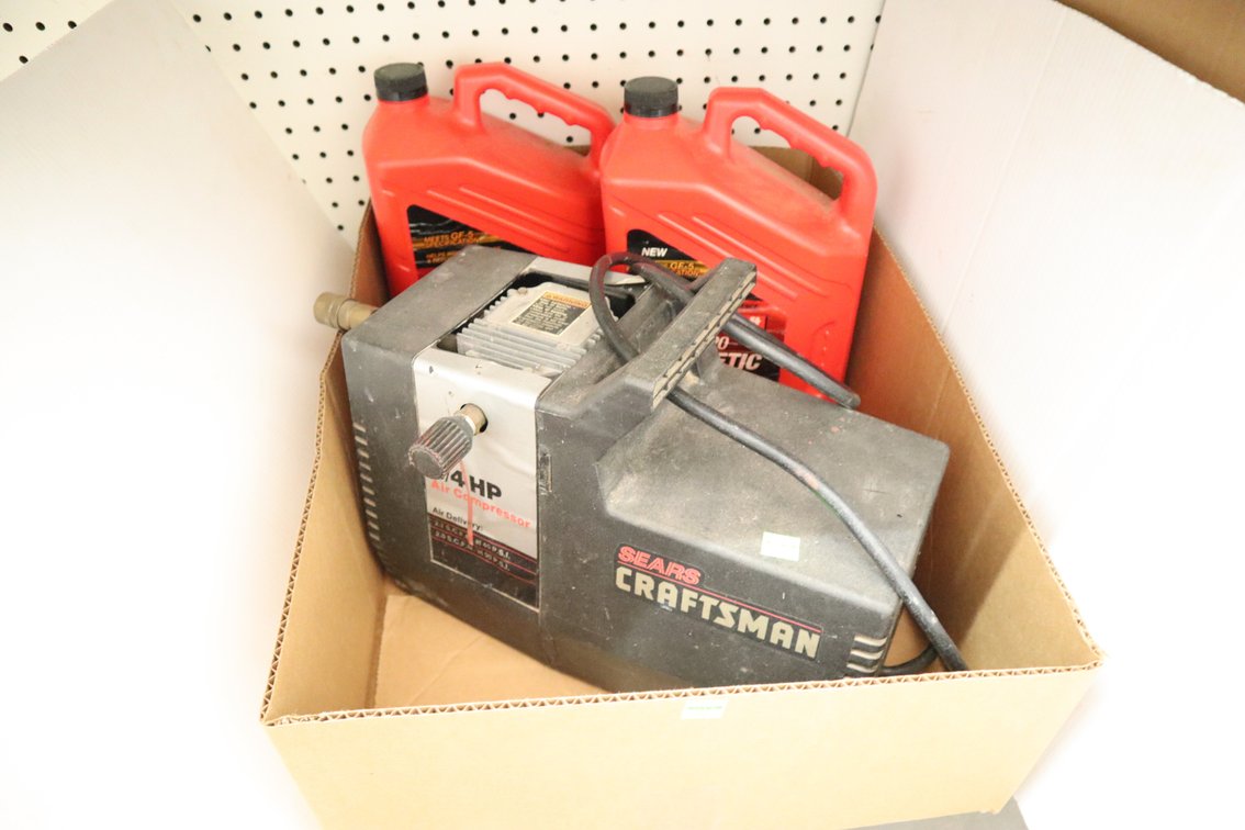 Craftsman Air Compressor and Two Full Jugs of 5W-20 Motor Oil