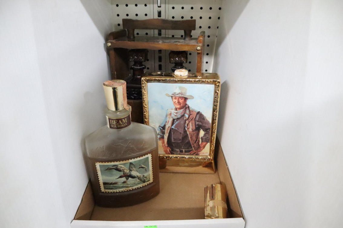 Collectible Decanters, John Wayne and Beam Decanters Are Mostly Full