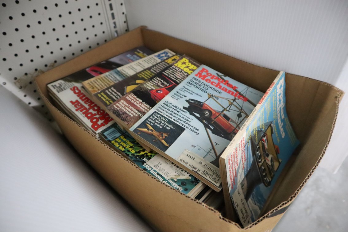 Box of Vintage Popular Mechanics Magazines
