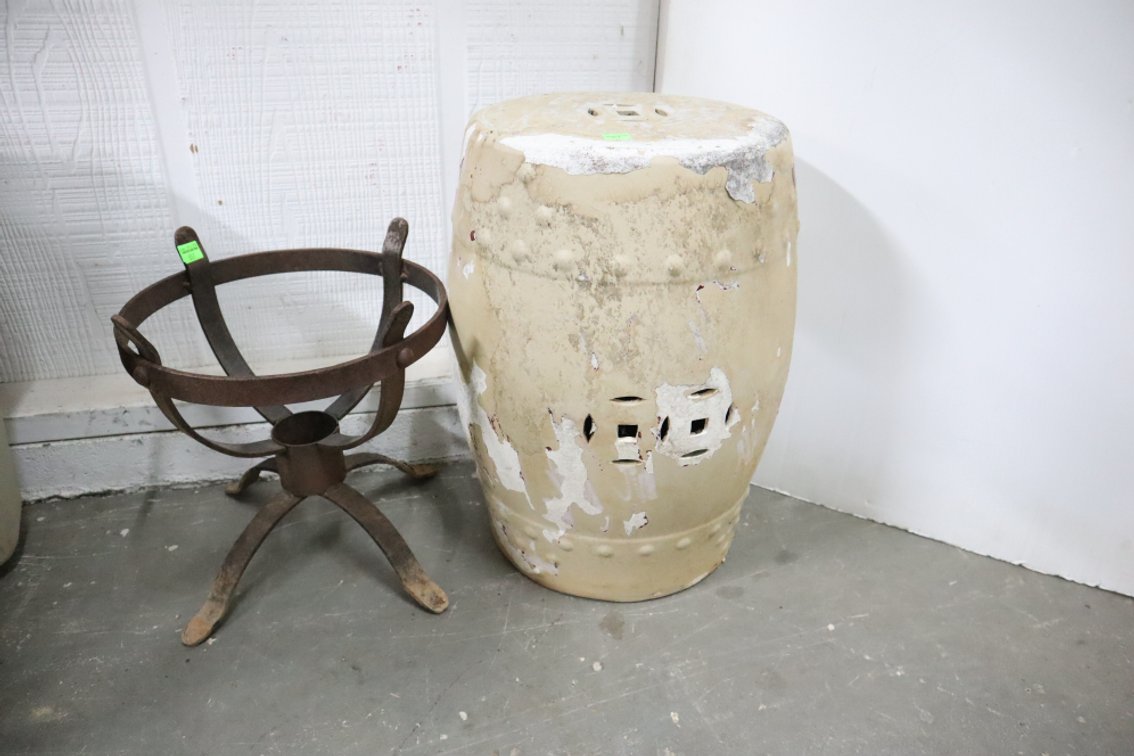 Metal Planter Stand and Ceramic Plant Stand