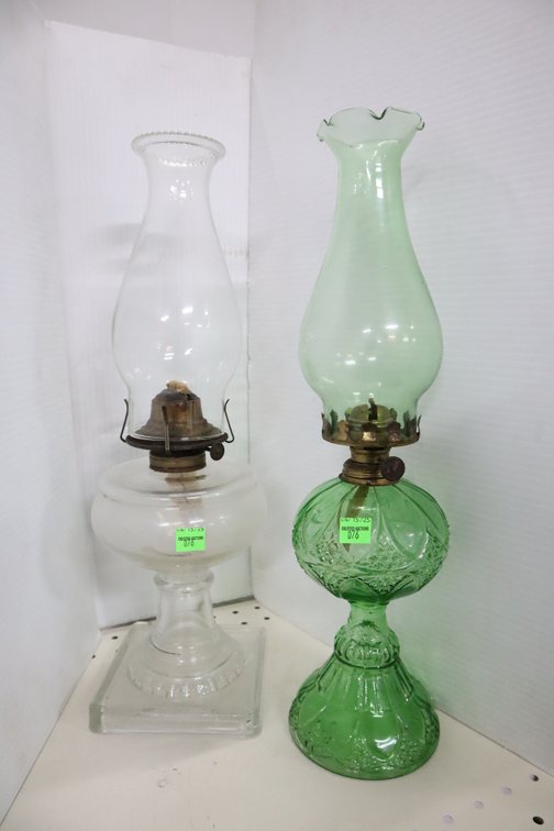 Pair of Glass Oil Lamps
