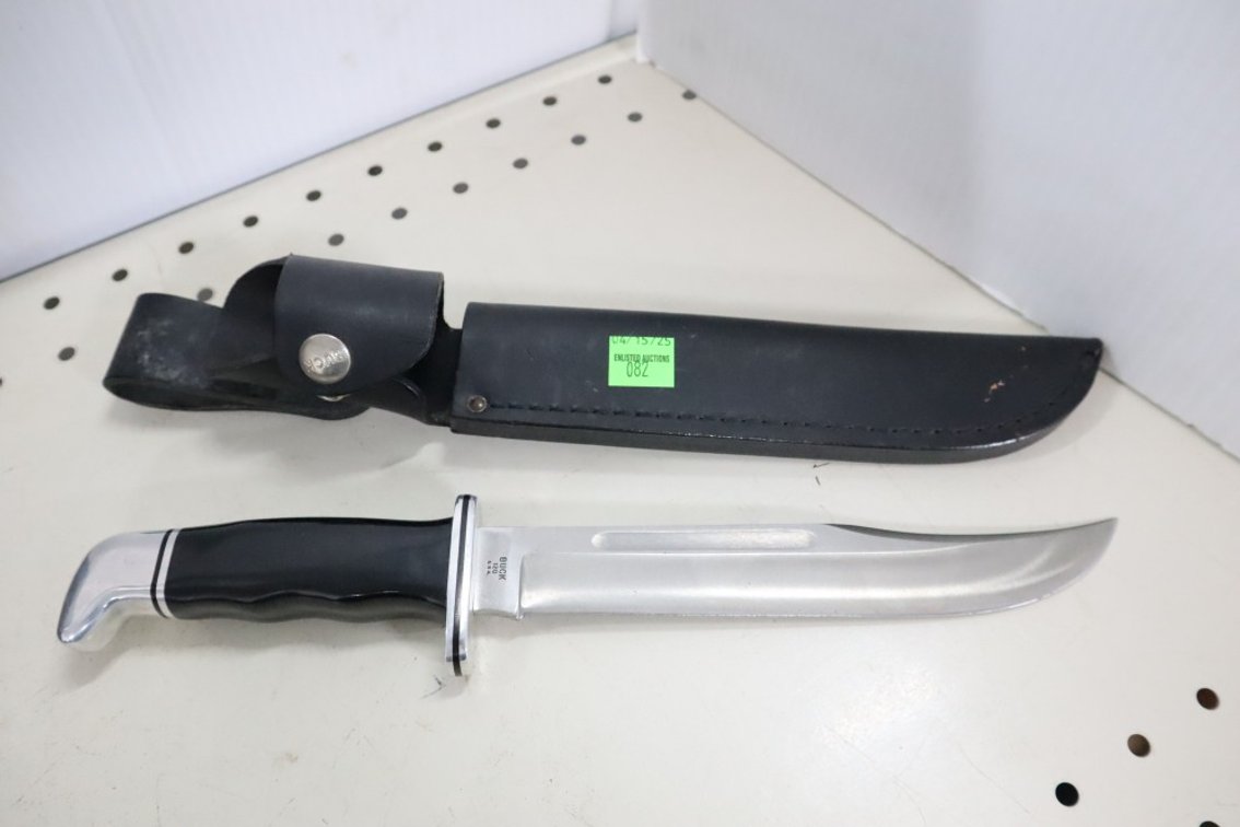 Buck Bowie Knife With Leather Sheath