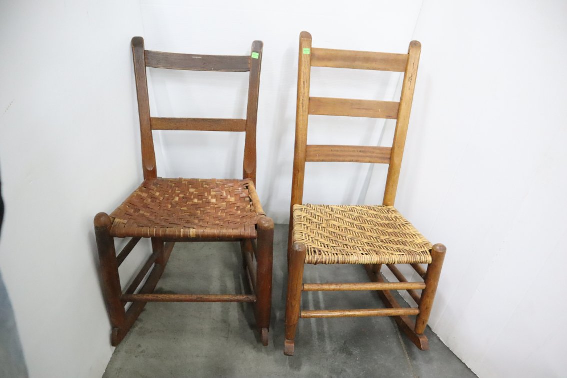 Pair of Cane Bottom Rocking Chairs