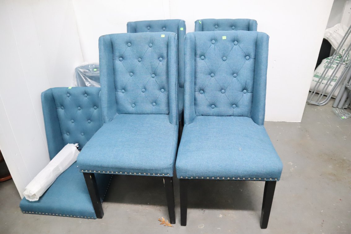6 Upholstered Chairs, 2 Have Never Been Fully Assembled, Legs and Hardware Included
