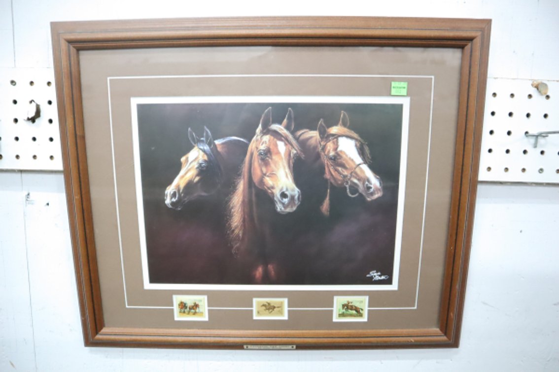 "Entering The Light" Framed Horse Print With Stamps