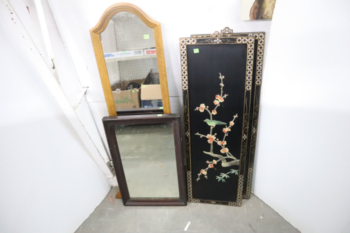 Framed Mirrors and Asian Art Panels