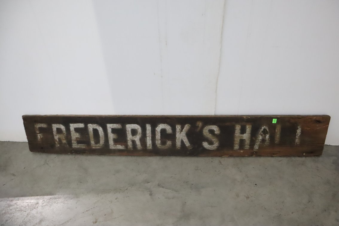 Frederick's Hall Antique Wooden Sign