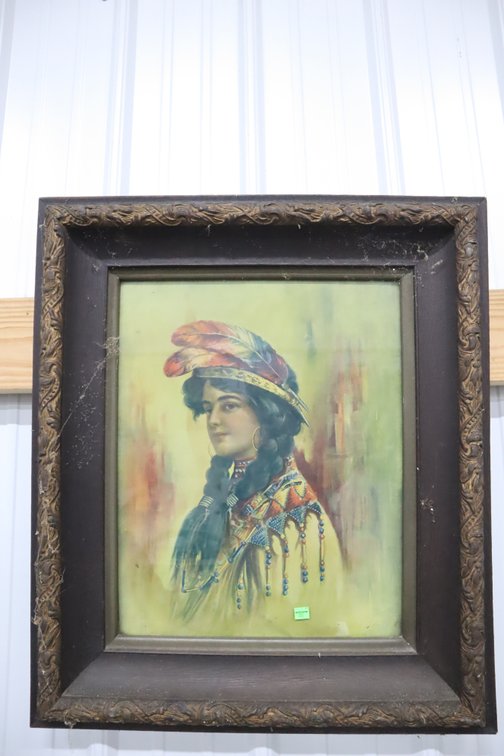 Antique Framed Print, "The Chieftains Daughter" By Reynolds 