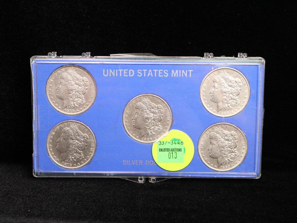 Morgan Silver Dollar Set, 1878, 1879, 1886, 1888, 1890 Unc. 