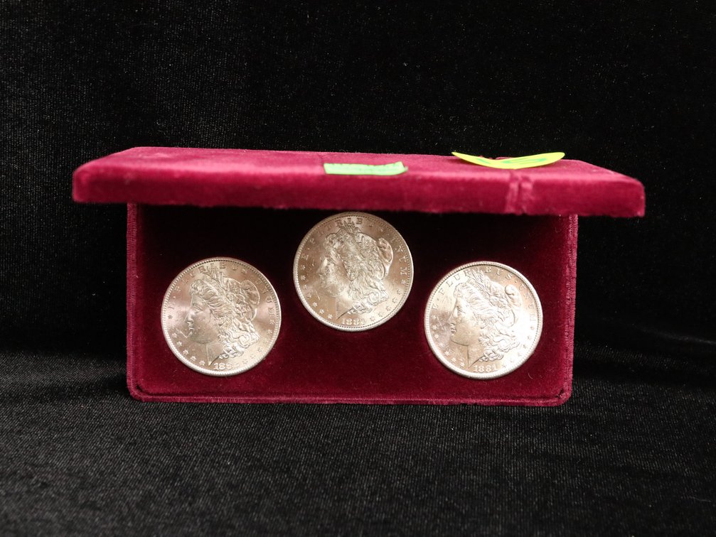 San Francisco Silver Dollar Collection, 1880 S, 1881 S & 1882 S. Unc.