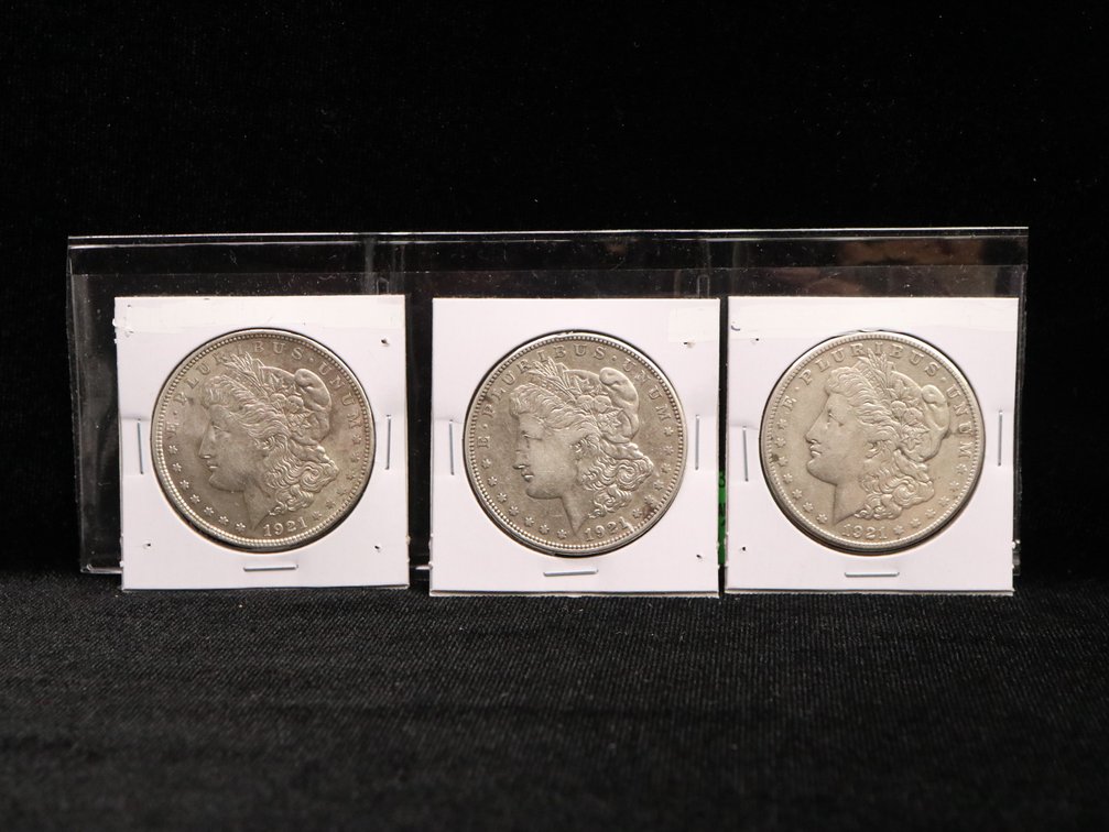 1921 P, D & S Morgan Dollars. Circulated