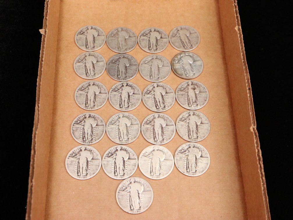 $5 Face Value all full dates Standing Liberty Quarters. Circulated