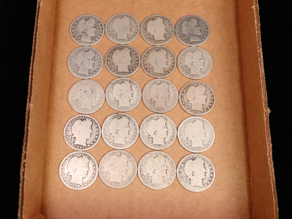 $5 Face Value Barber Quarters. Good