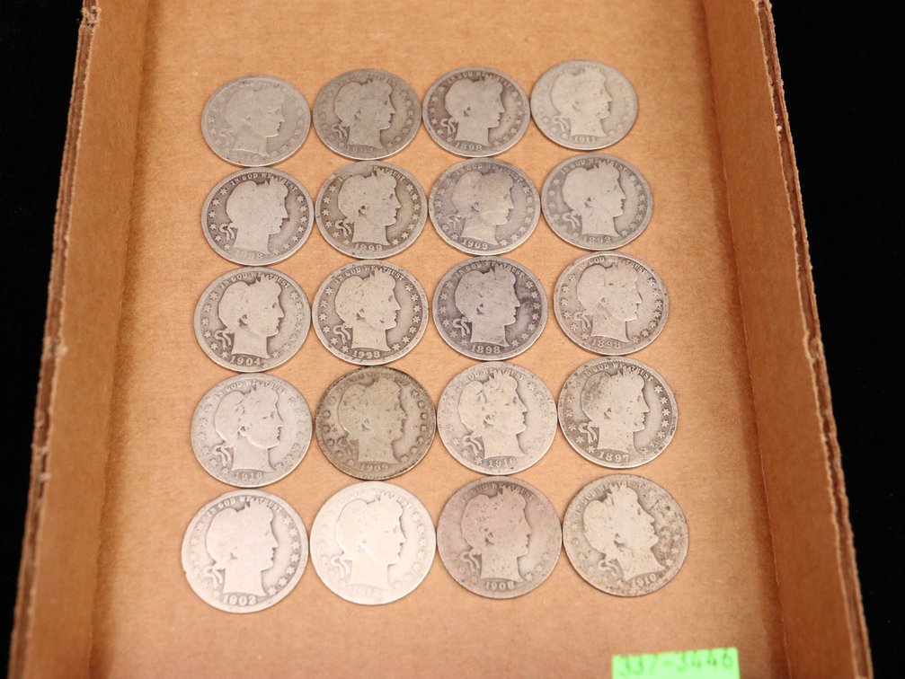 $5 Face Value Barber Quarters. Good