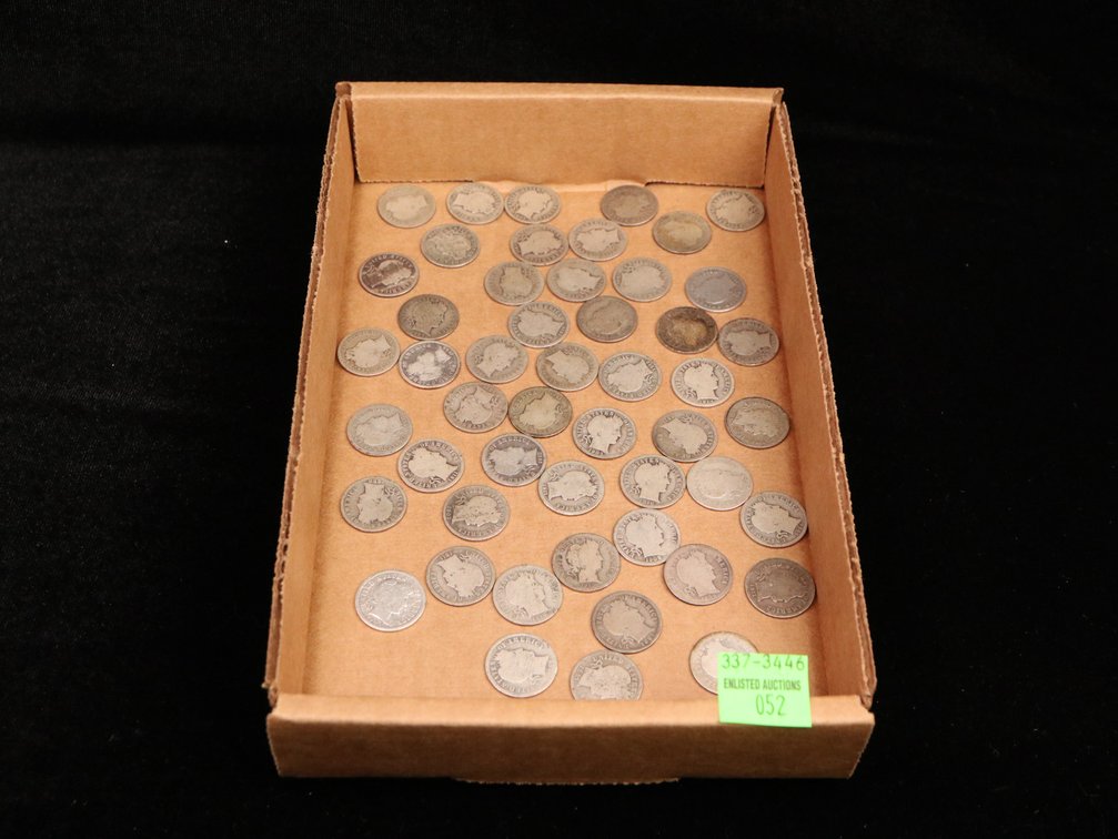 (50) Barber Silver Dimes. Circulated 