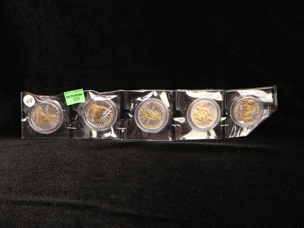 (5) Gold Enhanced Half Dollars. Unc.  
