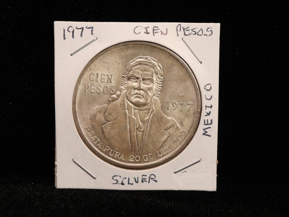 1977 Mexico Cien Pesos Silver Coin 