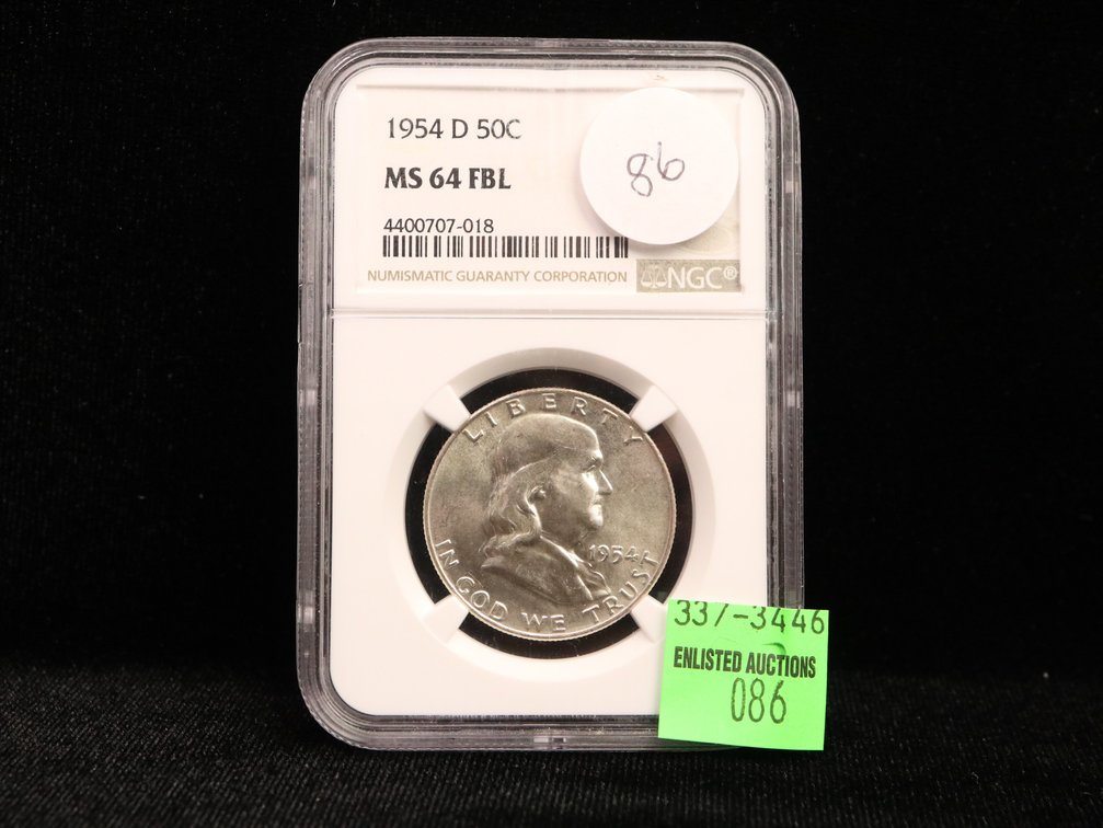 1954 D Ben Franklin Half Dollar MS64 FBL 