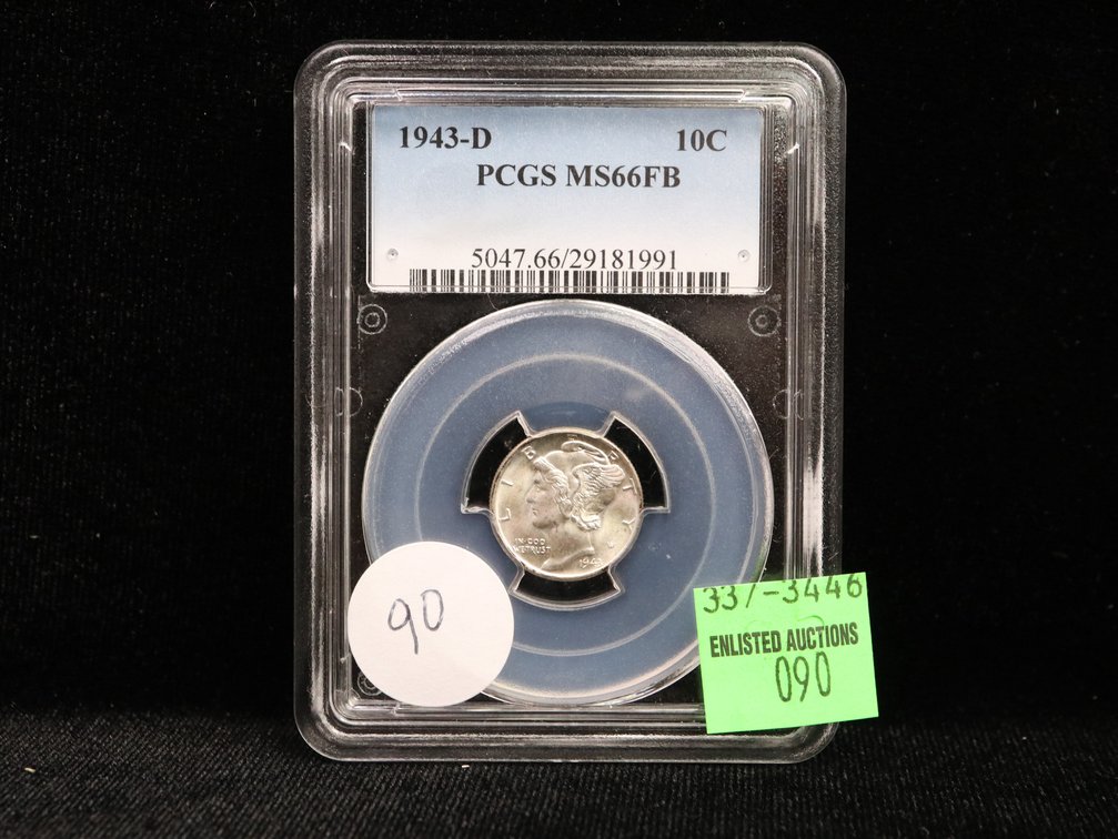 1943 D Mercury Silver Dime. MS66 FLB 