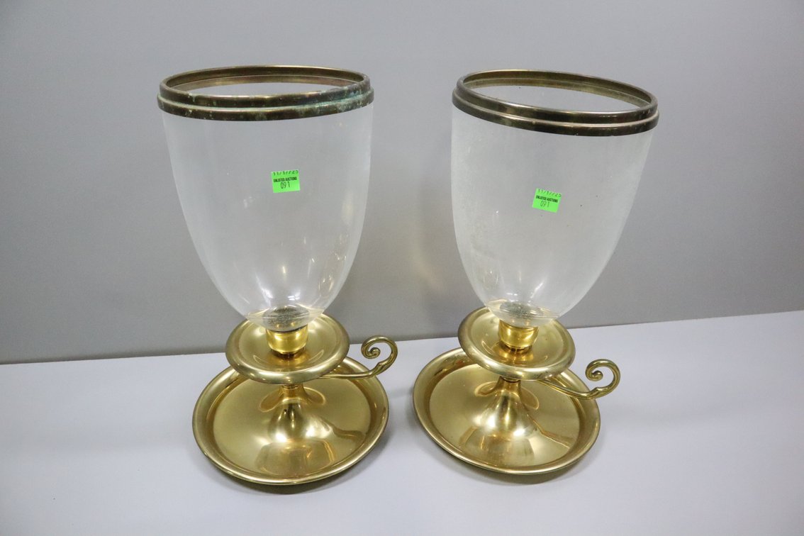 VMC Brass Hurricane Candlesticks