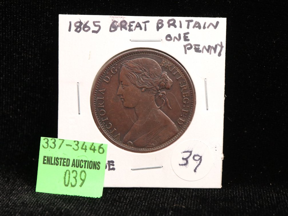 1865 Great Britain One Penny. High Grade