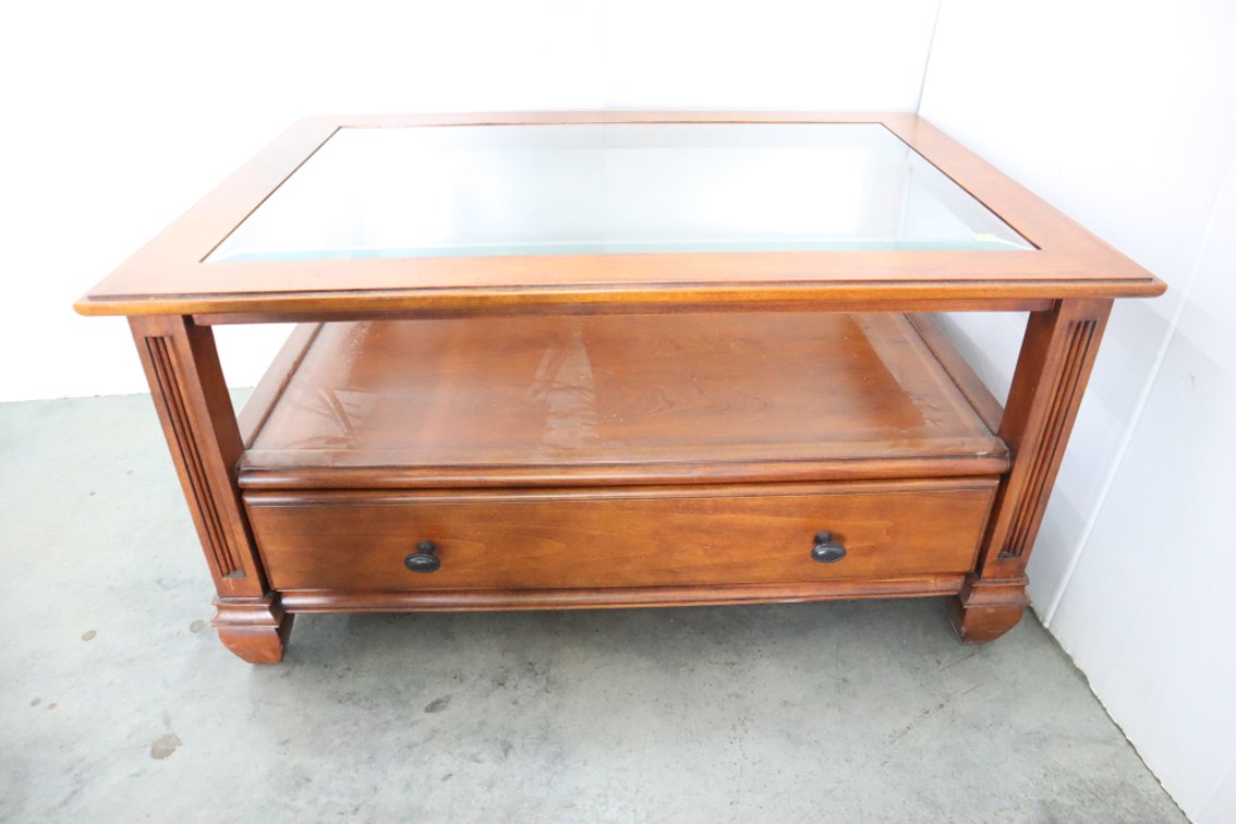 Glass Top Coffee Table With Drawer