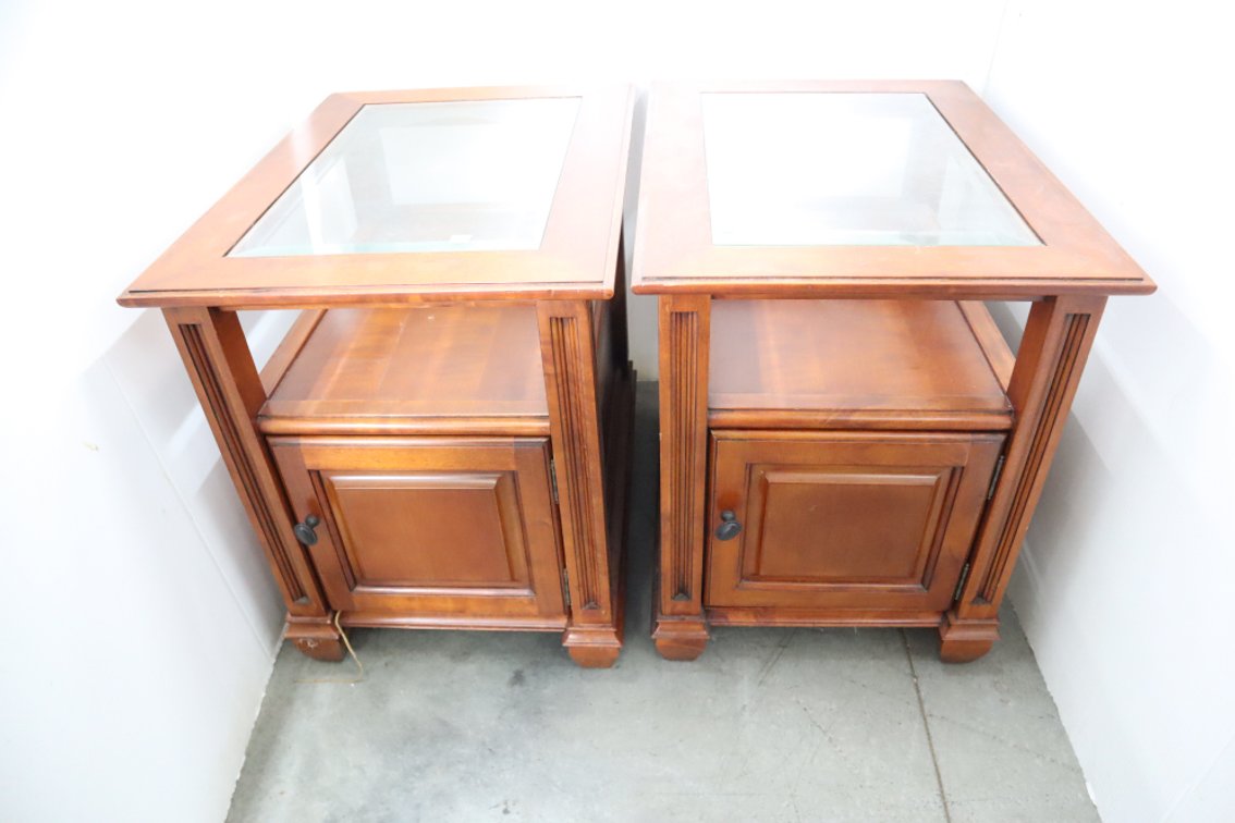 Pair of Glass Top End Tables