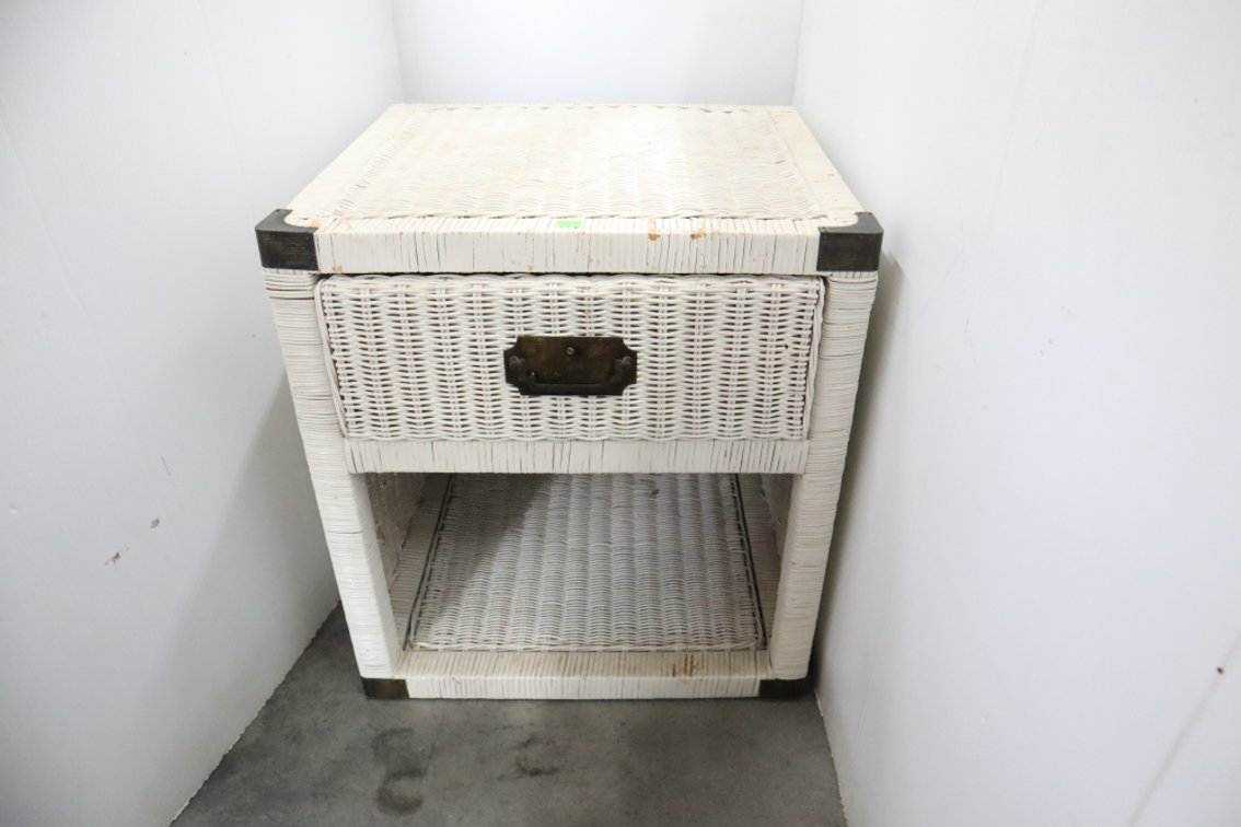 Wicker Nightstand With Drawer