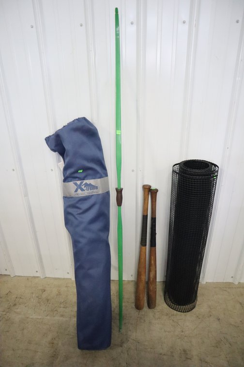 Folding Chair, Wooden Bats, and Plastic Bow